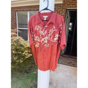 Preswick & Moore Hawaiian Button-Up Shirt Men's L  Silk Short Sleeves